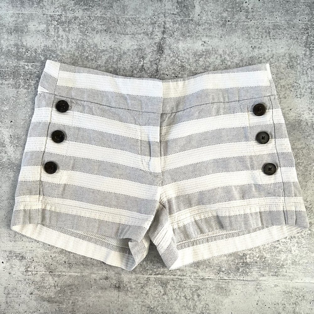 Loft Riviera Woven Striped Sailor Shorts, Birch/Gray/Black, Size 00
